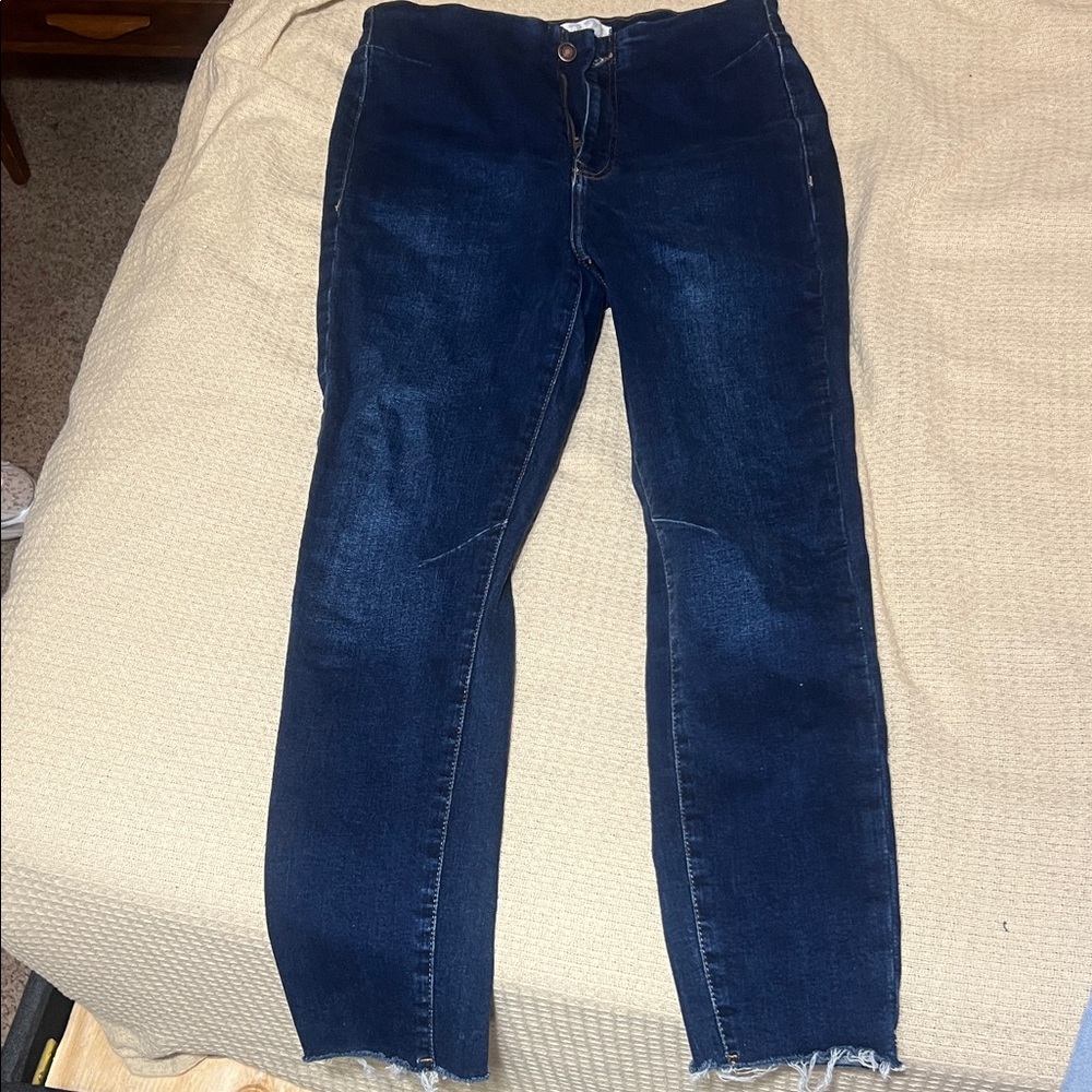 Free People Dark Indigo Cropped Ankle Jeans